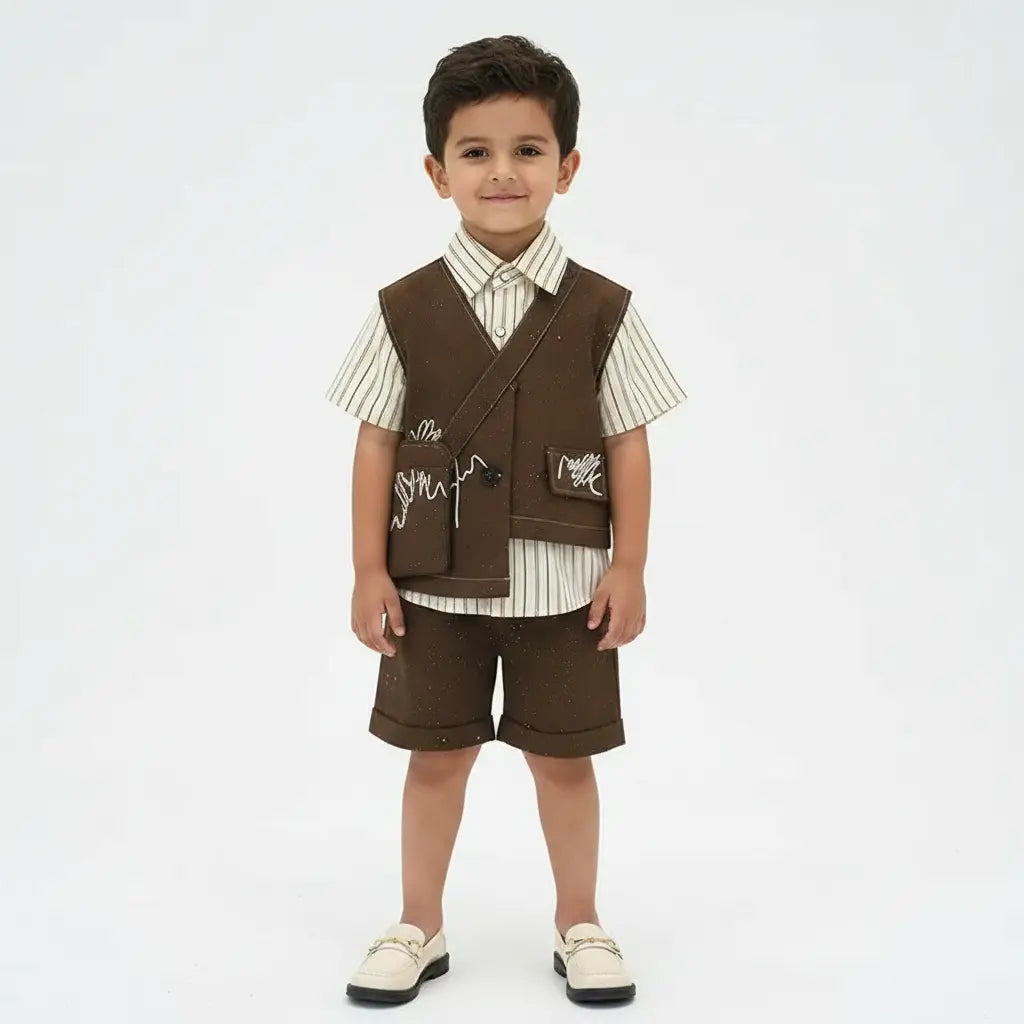 Stardust Scribble 3-Piece Brown Co-Ord Set