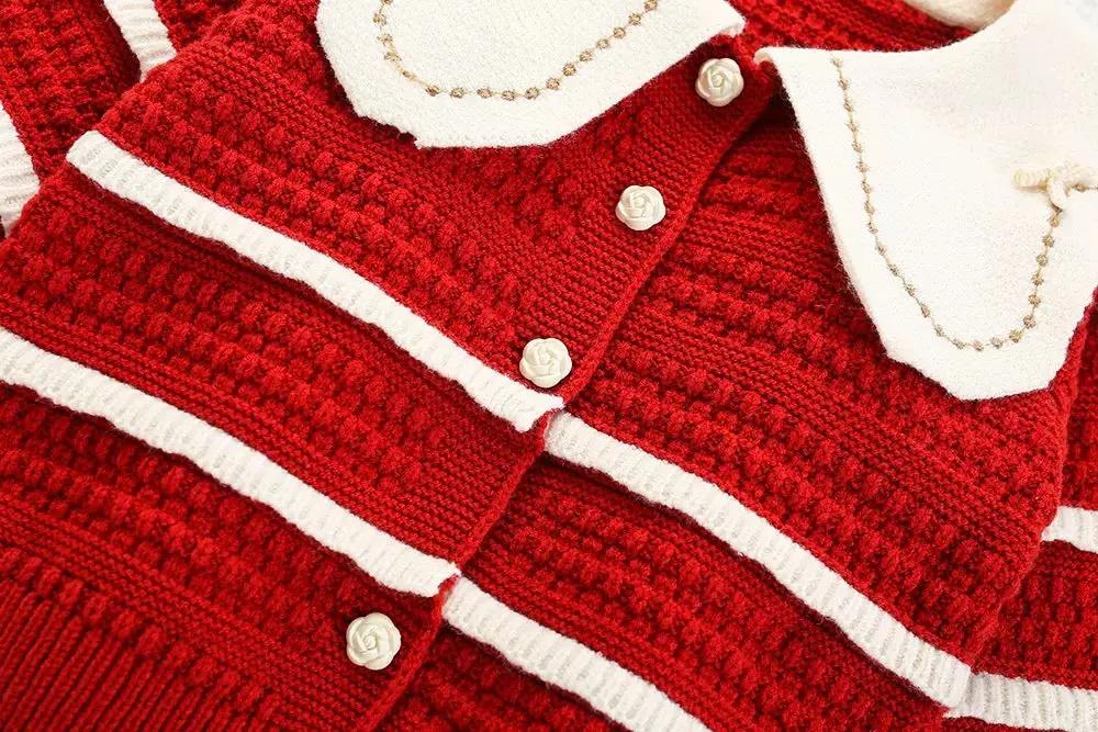 Girls Cherry Red Knit Co-ord Set