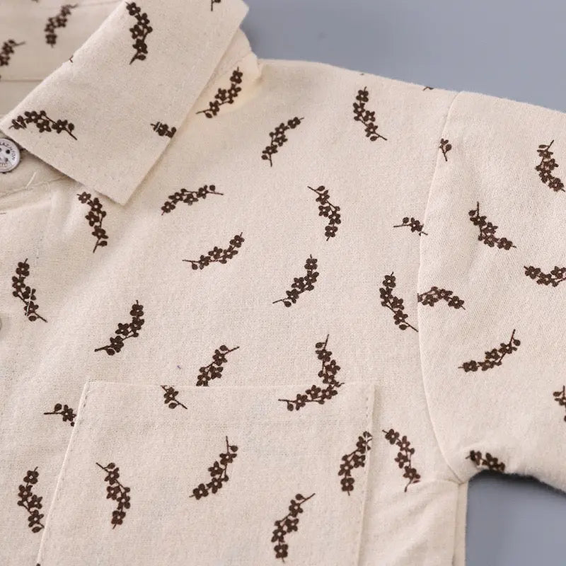 Boys Little Explorer 3-Piece Set – Brown Jacket, Shirt & Joggers