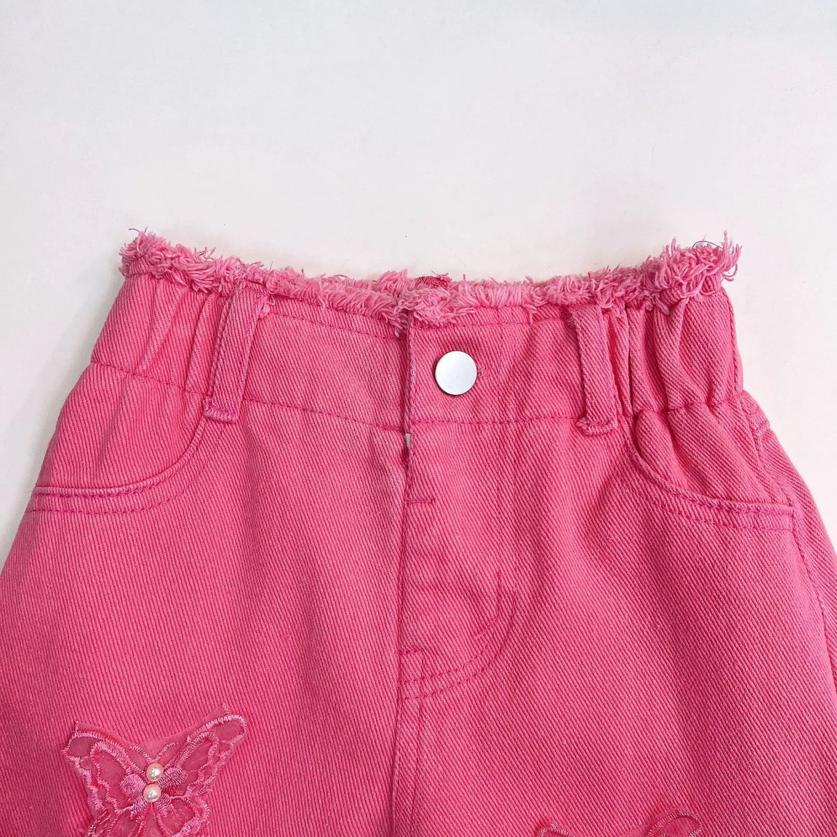 Girls Pink Bow Appliqué Top & Wide Fit Jeans Set