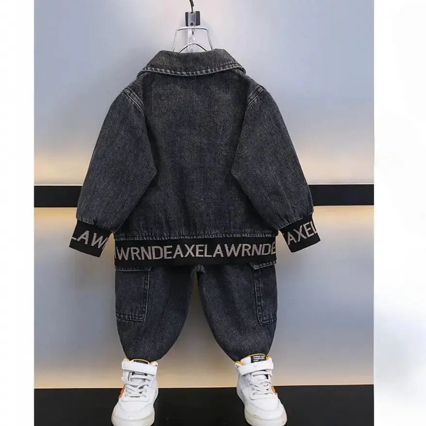 Boys Stylish Black Denim Co-ord 2 Pcs Set