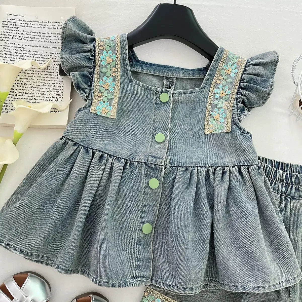Girls Stylish Denim Co-Ord Set