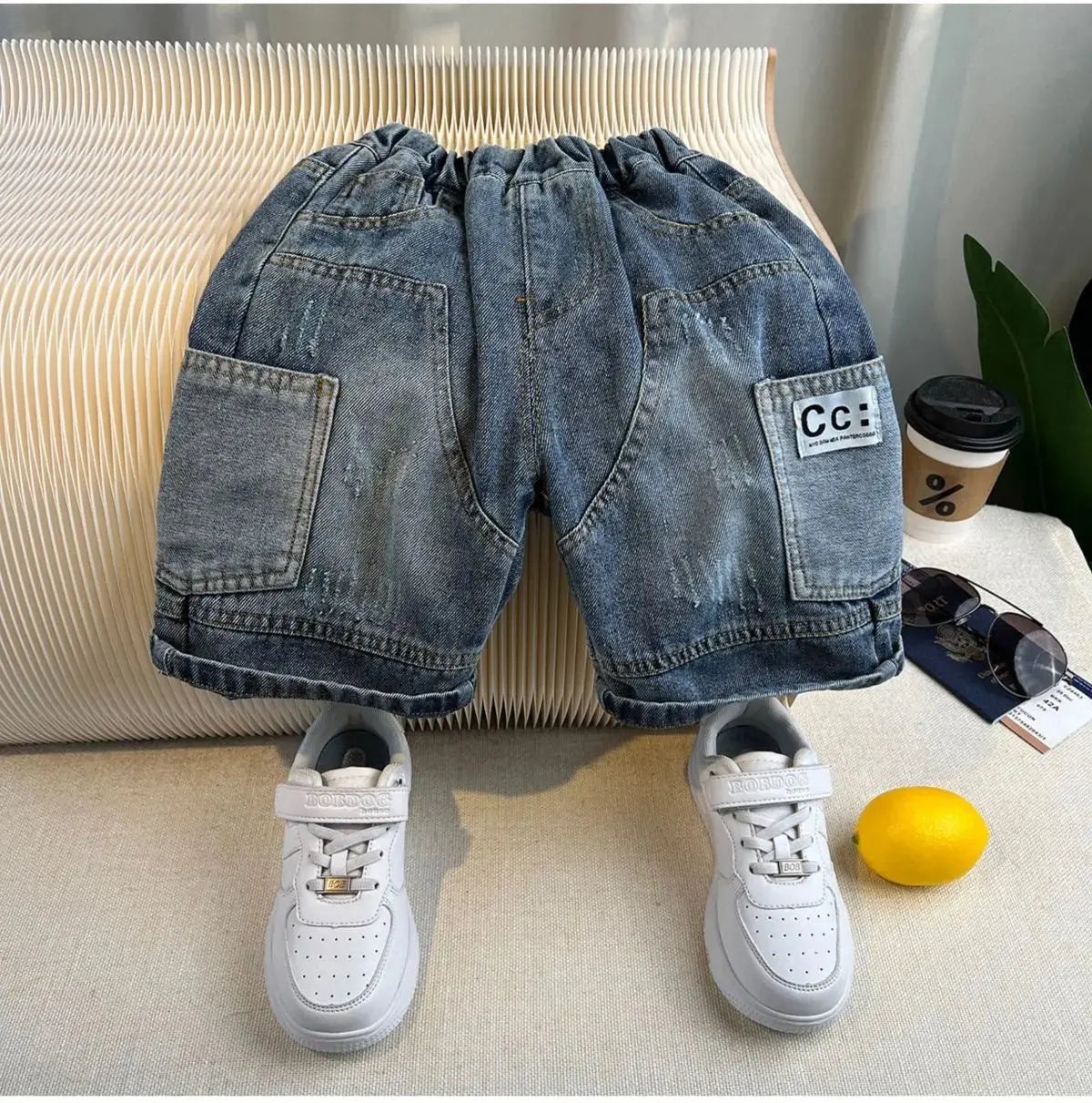 Boys Printed T-shirts And Denim Shorts Set