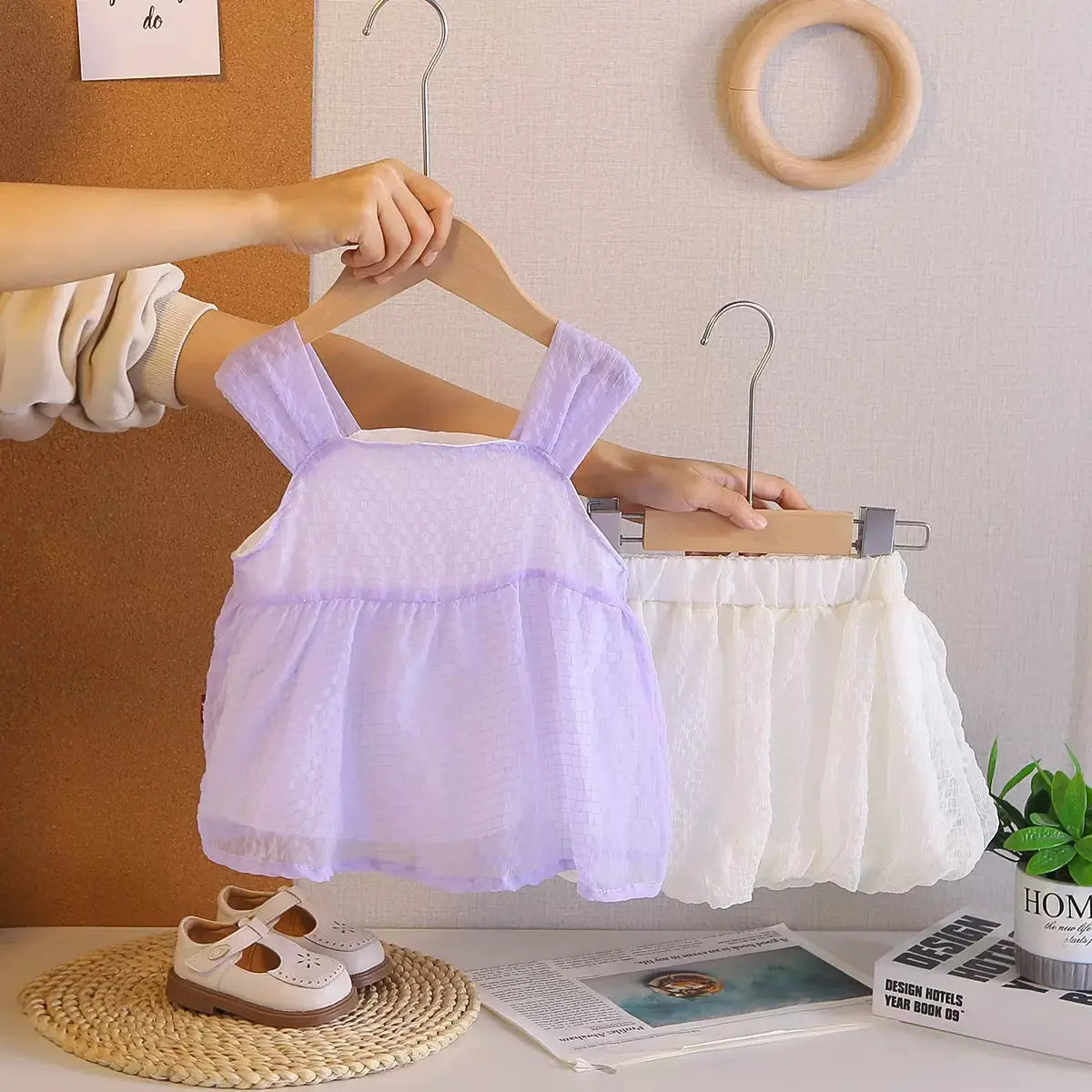 Girls Lavender Bow Top With Shorts Set