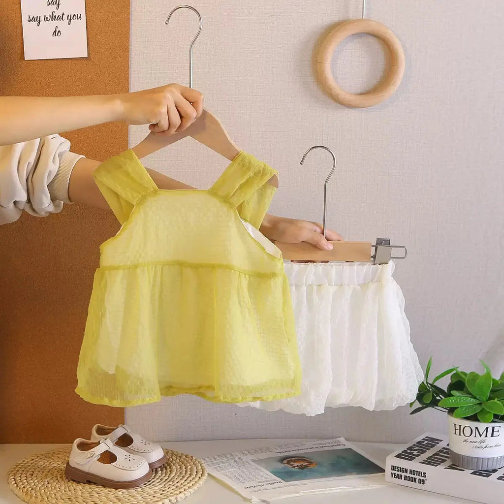 Girls Lime Green Bow Top With Shorts Set
