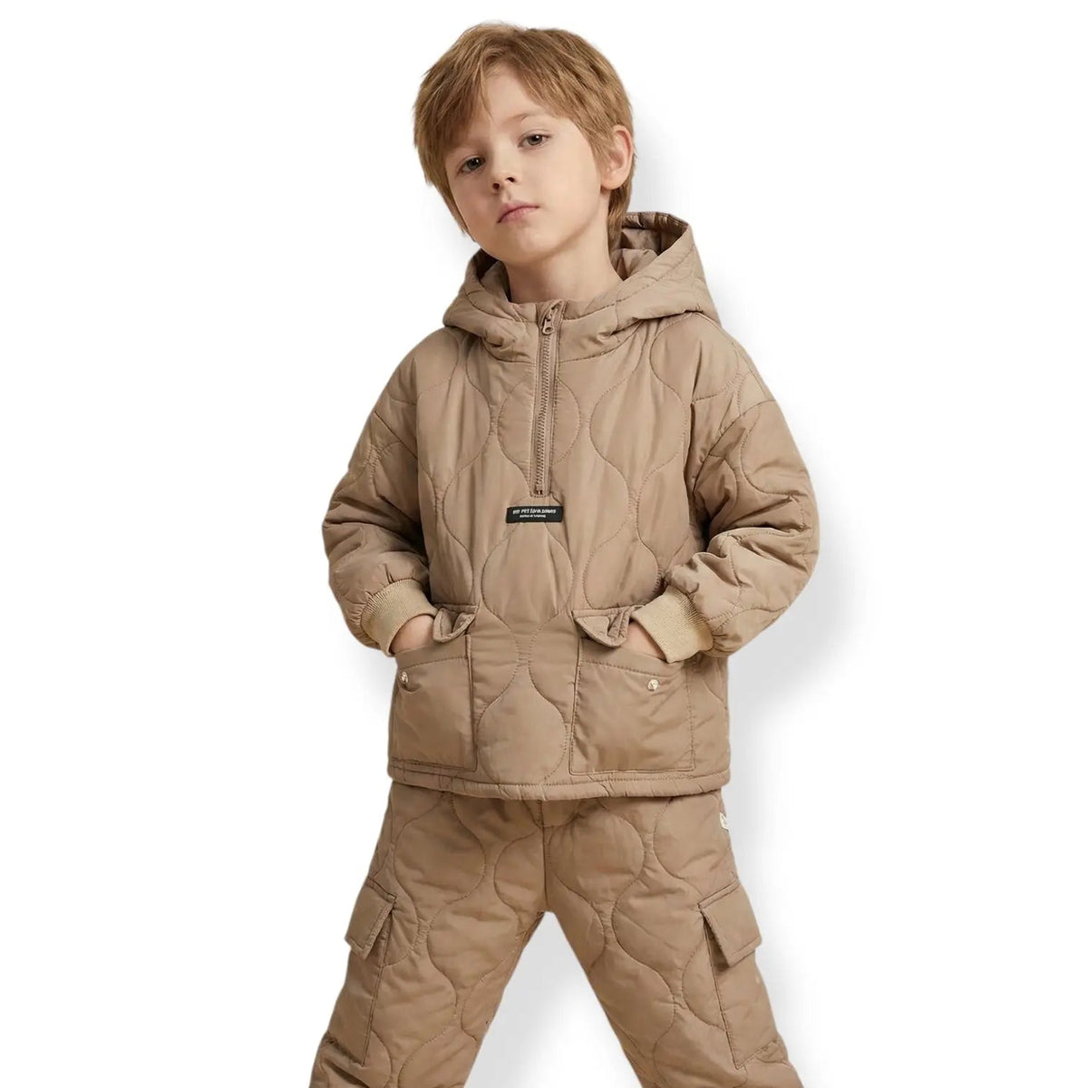 Boys Beige Quilt Fleece Co-ord Set