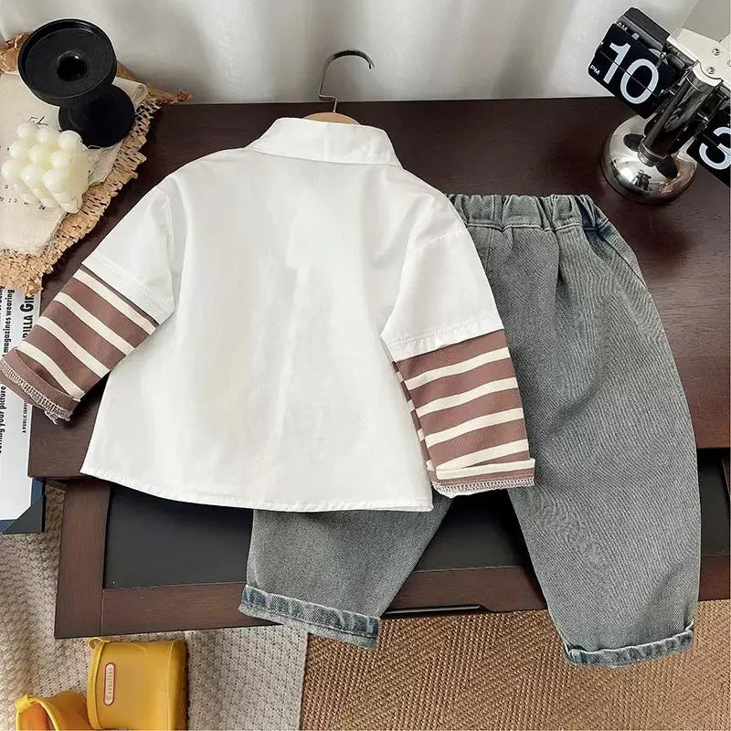 Boys 2-Piece Striped Printed Set