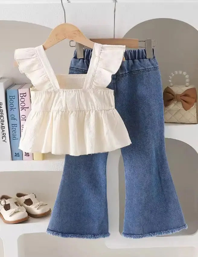 Girls White Peplum Top With Jeans