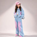 Girls Blue-Pink Denim Co-ord Set