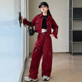 Girls Denim Maroon Co-ord Set