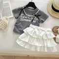 Girls Pearl-Detail Top And Skirt Set