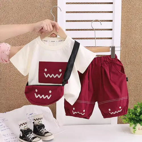 Boys Graphic T-shirt And Shorts With Bag
