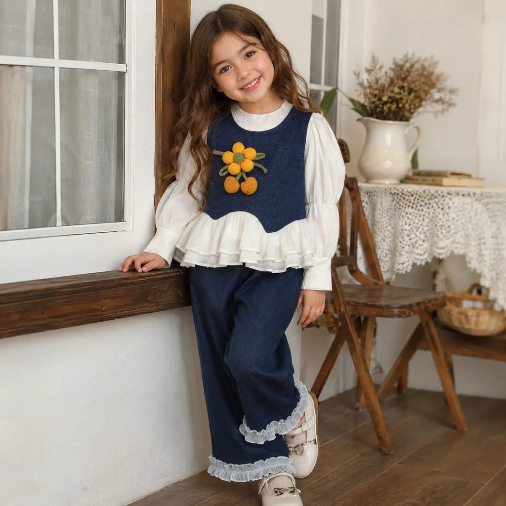 Girls Designer Denim Appliqué Set