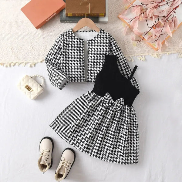 Girls Off-Shoulder Dress With Jacket