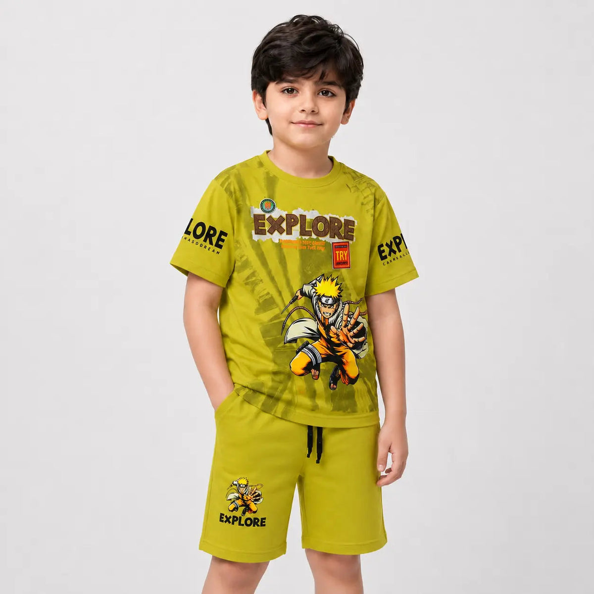 Boys Sports Wear Green Typography Set