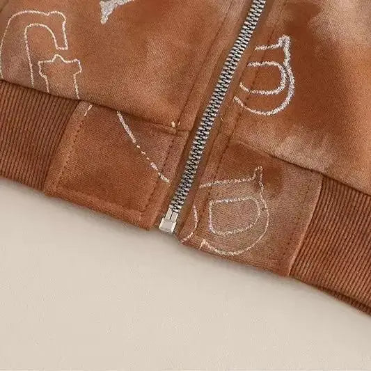 Boys Brown Joggers Set With T-shirt