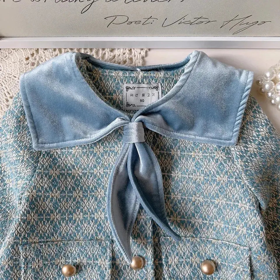 Girls Elegant Coat And Skirt Set