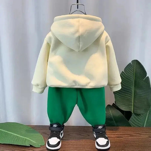 Boys Bear Motif Hoodie Sweatshirt And Joggers Set
