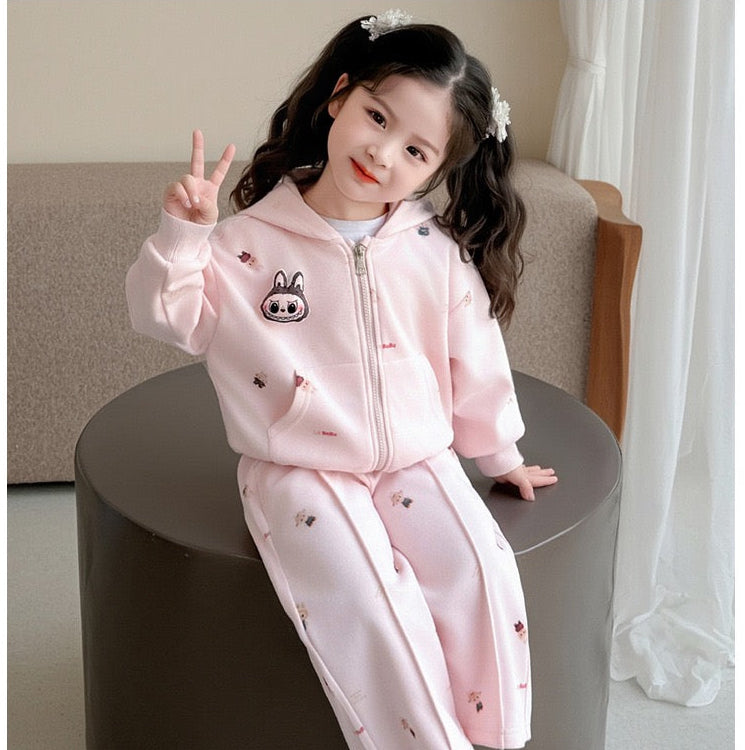 Girls Doll-Motifs Pink Track Suit