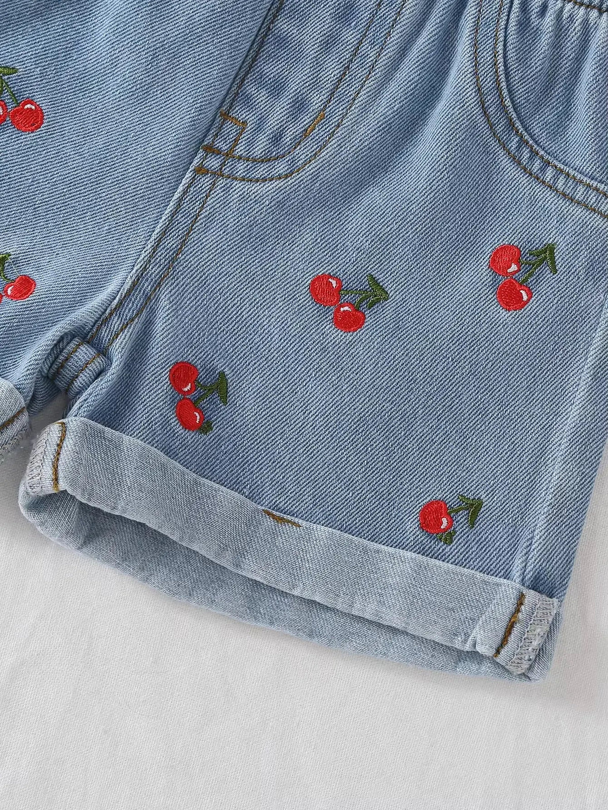 Girls Denim Vest and Shorts Set