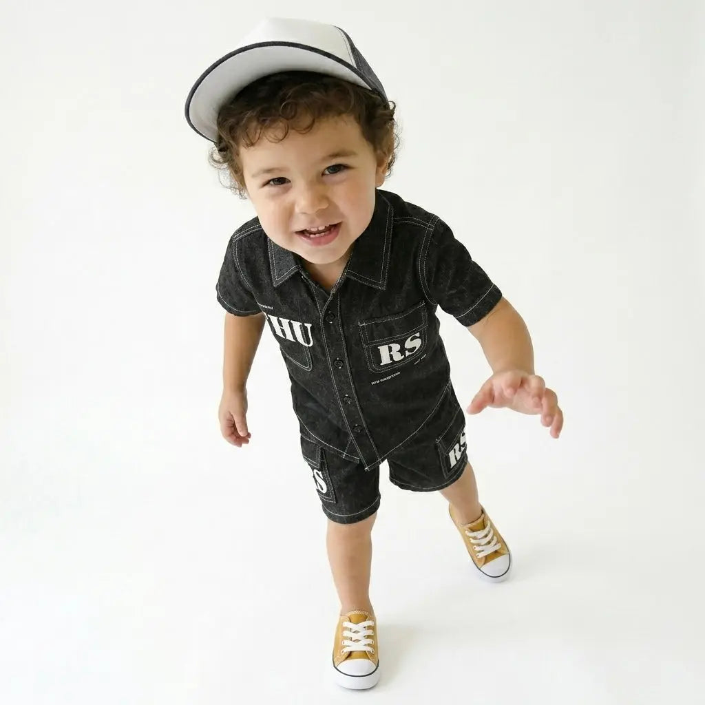 Boys Black Denim Co-ord Set