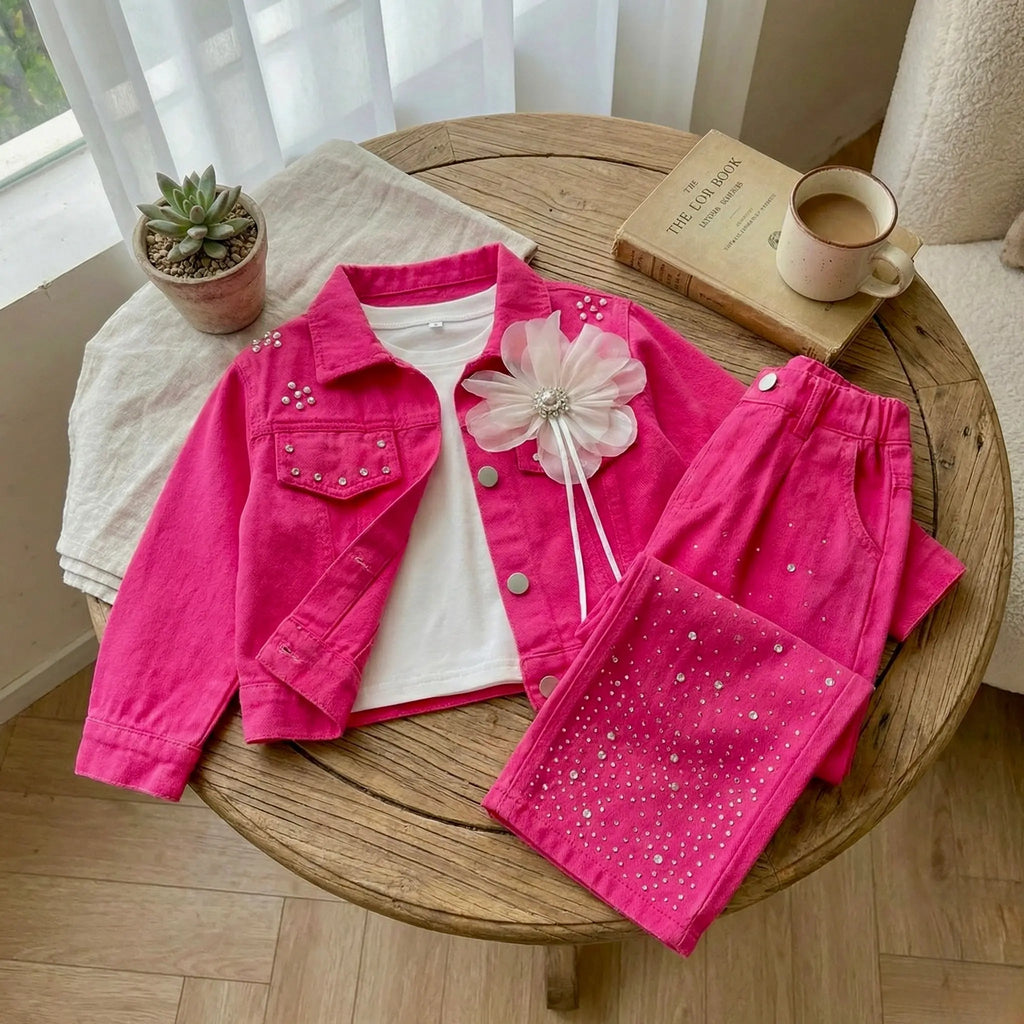 Girls Pink Pearl Sparkle Co-ord Set