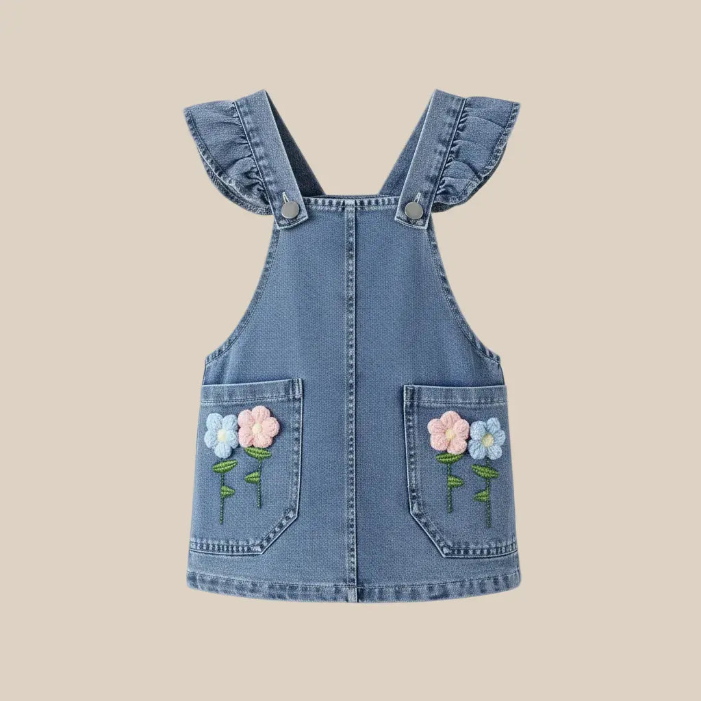 Girls Denim Dungaree 2 Pcs Set