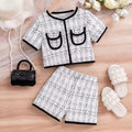 Girls White Tweed Plaid Co-ord Set