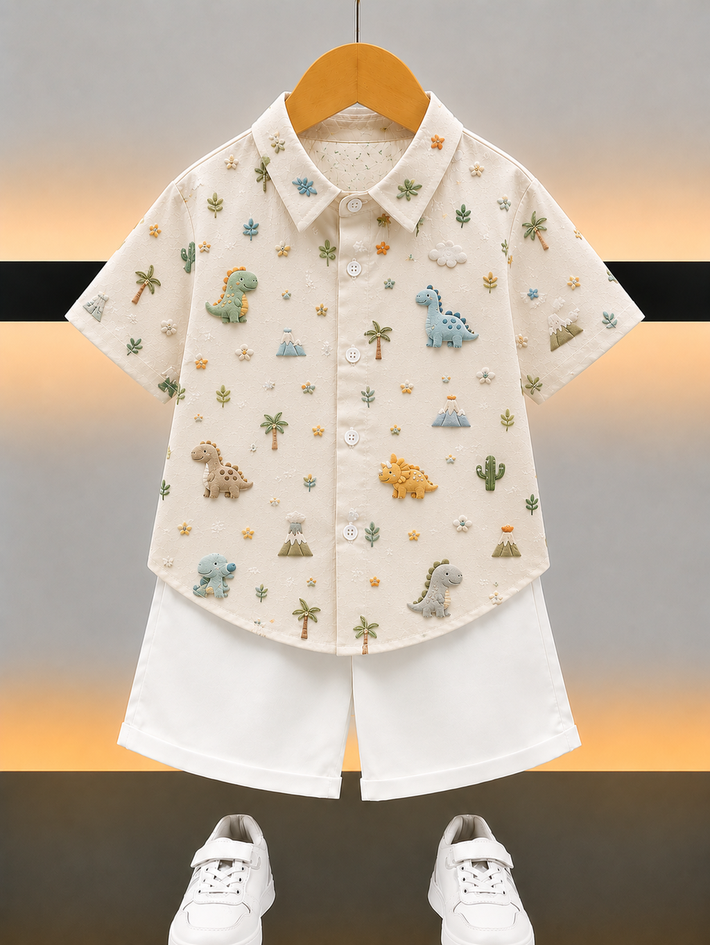 Cute Dinosaur 3D Printed Shirt & Shorts Set for Kids | Stylish Wear