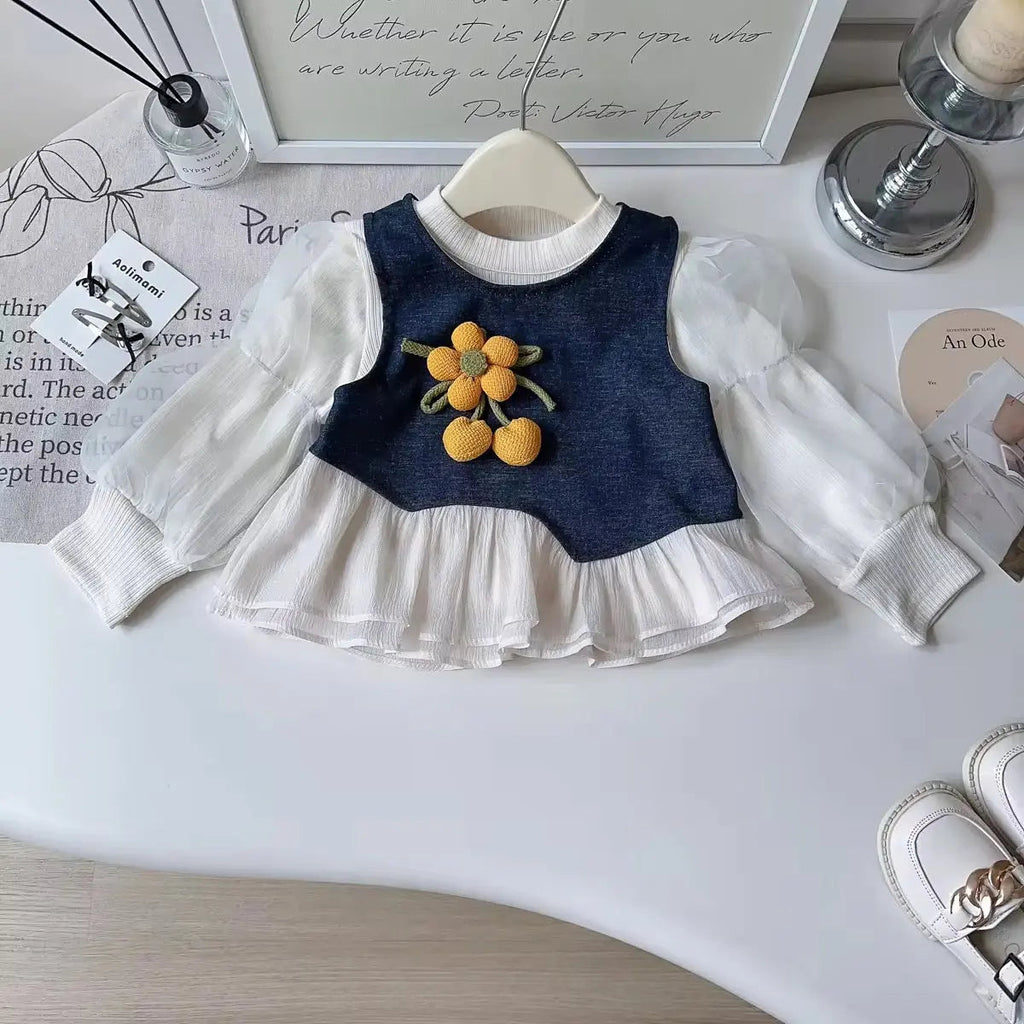 Girls Designer Denim Appliqué Set