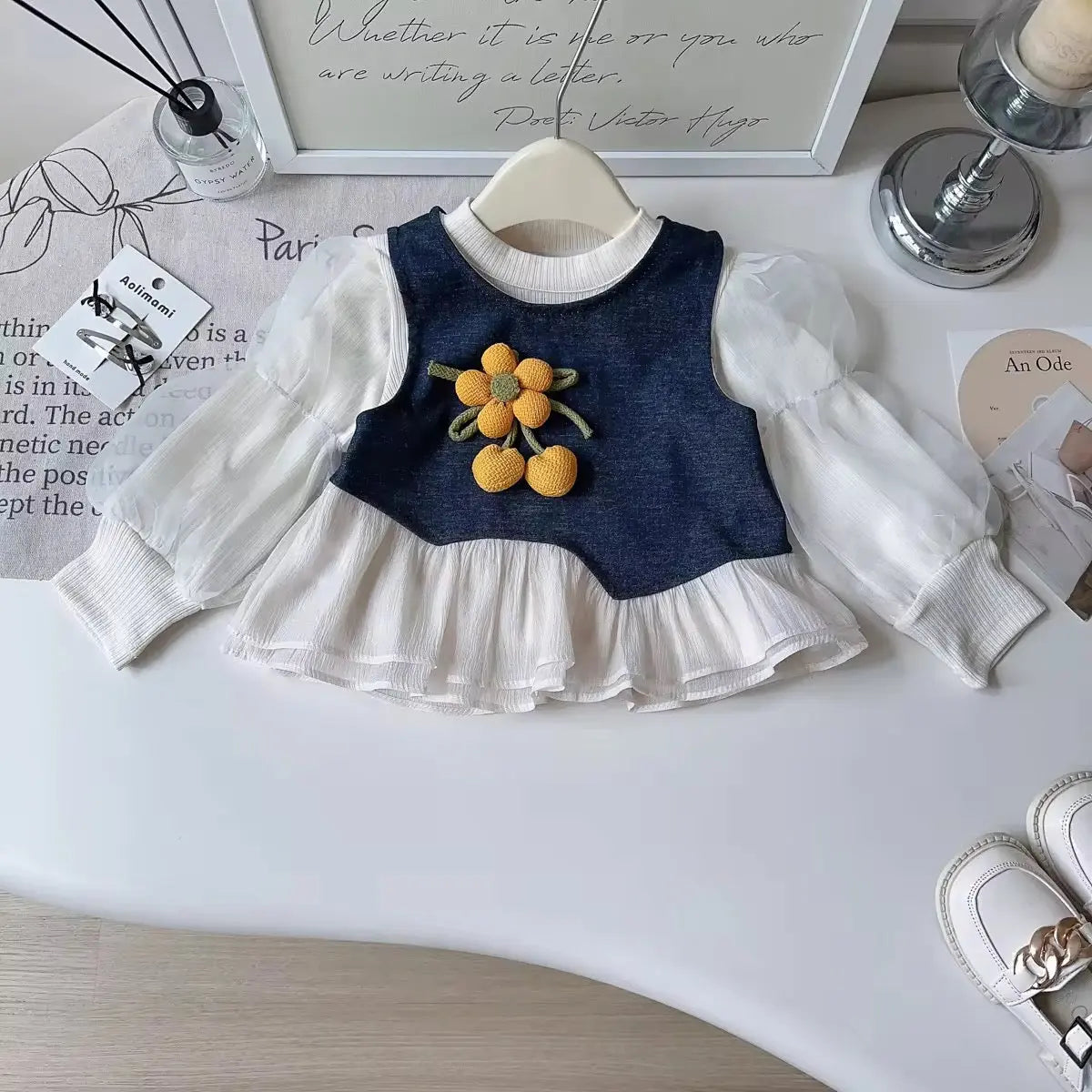Girls Designer Denim Appliqué Set