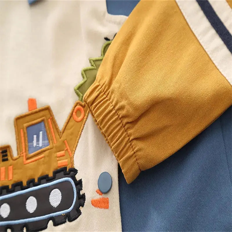 Boys Trendy Colorblock Shacket, Tee and Pants 3 Pcs Set