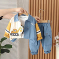 Boys Trendy Colorblock Shacket, Tee and Pants 3 Pcs Set