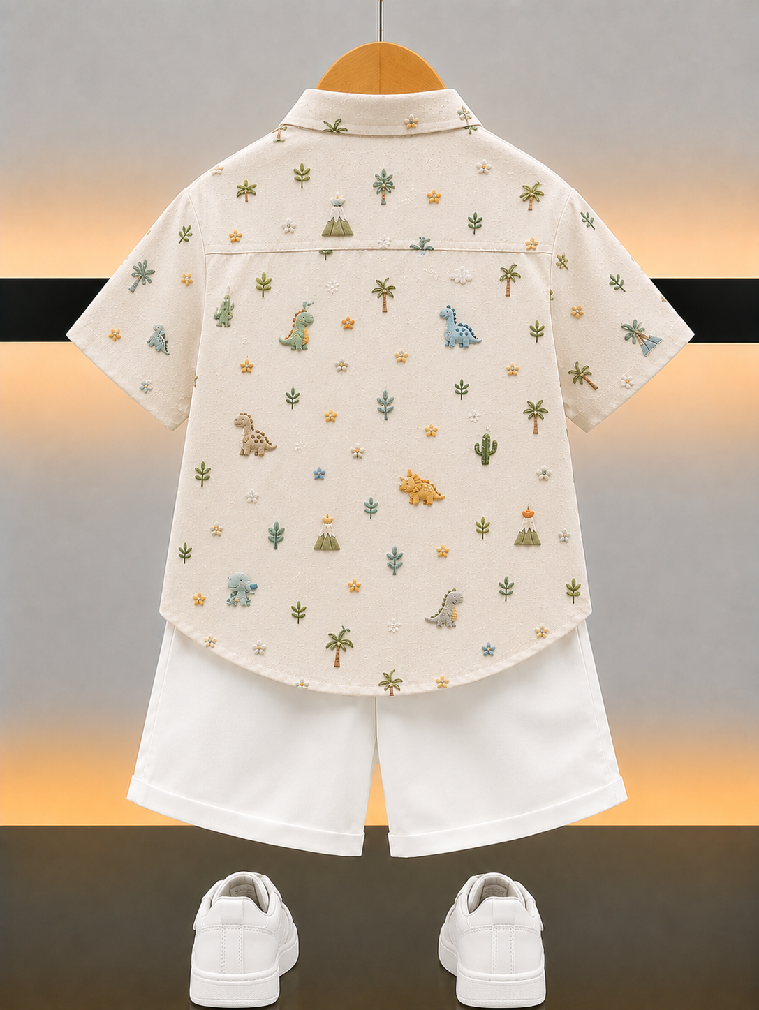 Cute Dinosaur 3D Printed Shirt & Shorts Set for Kids | Stylish Wear