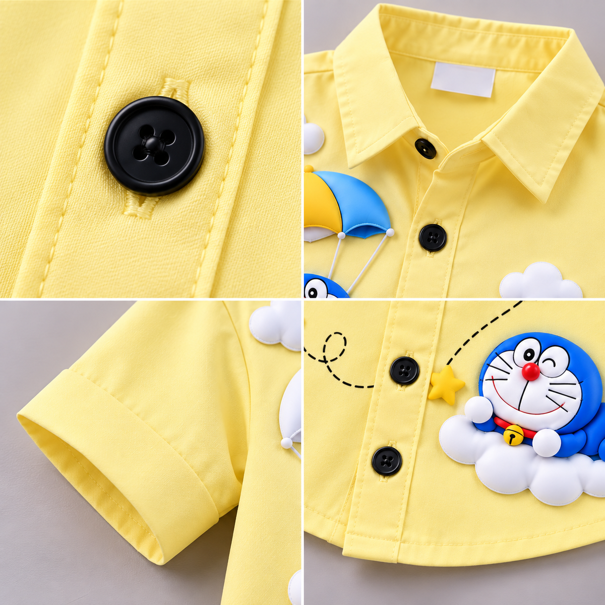 Trendy Doraemon Theme Kids Shirt & Shorts Set – Yellow