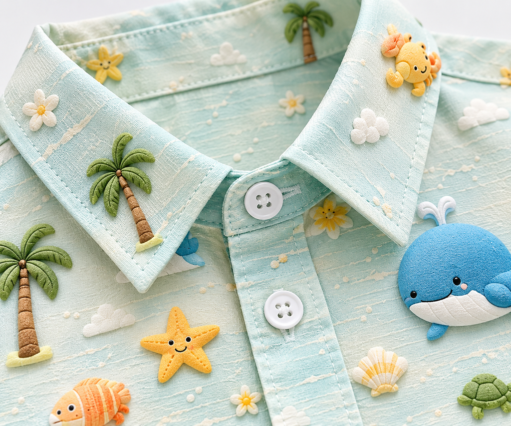Kids Ocean Theme Shirt Shorts Set – Cute Whale & Sea Animal Print Outfit