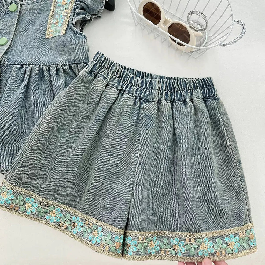 Girls Stylish Denim Co-Ord Set