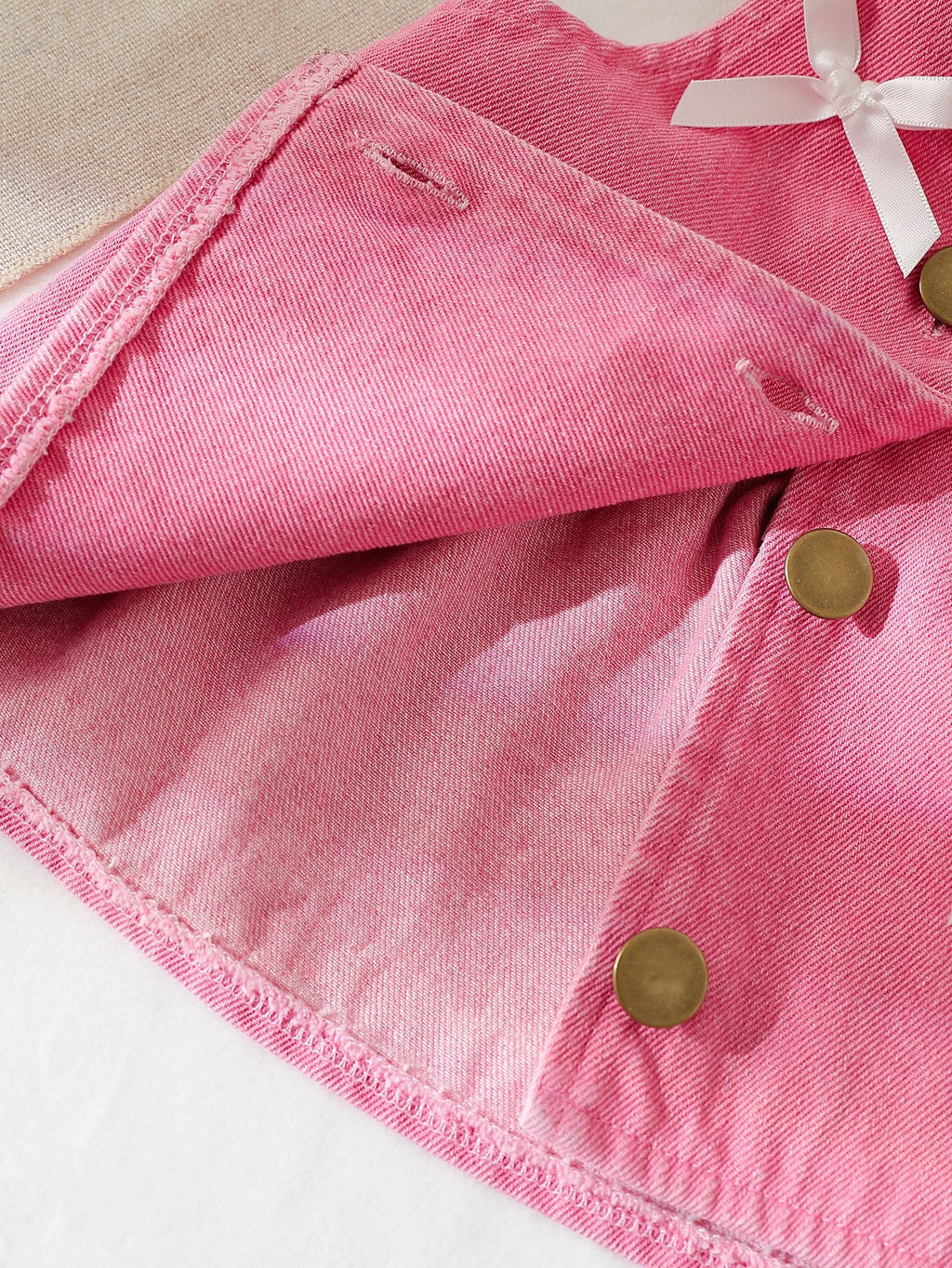 Girls Pink Bow Detail Sleeveless Top & Layered Ruffle Skirt Set