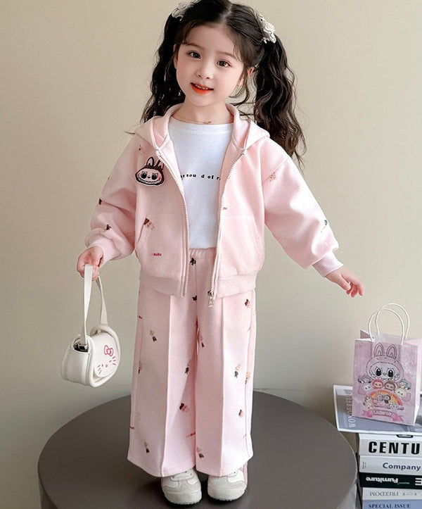 Girls Doll-Motifs Pink Track Suit