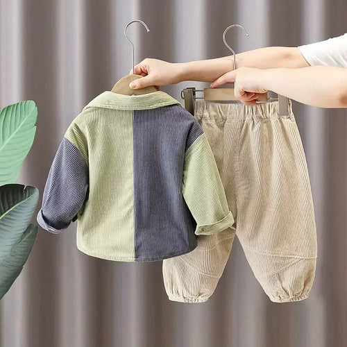 Boys Corduroy Shirt And Trouser With T-shirt