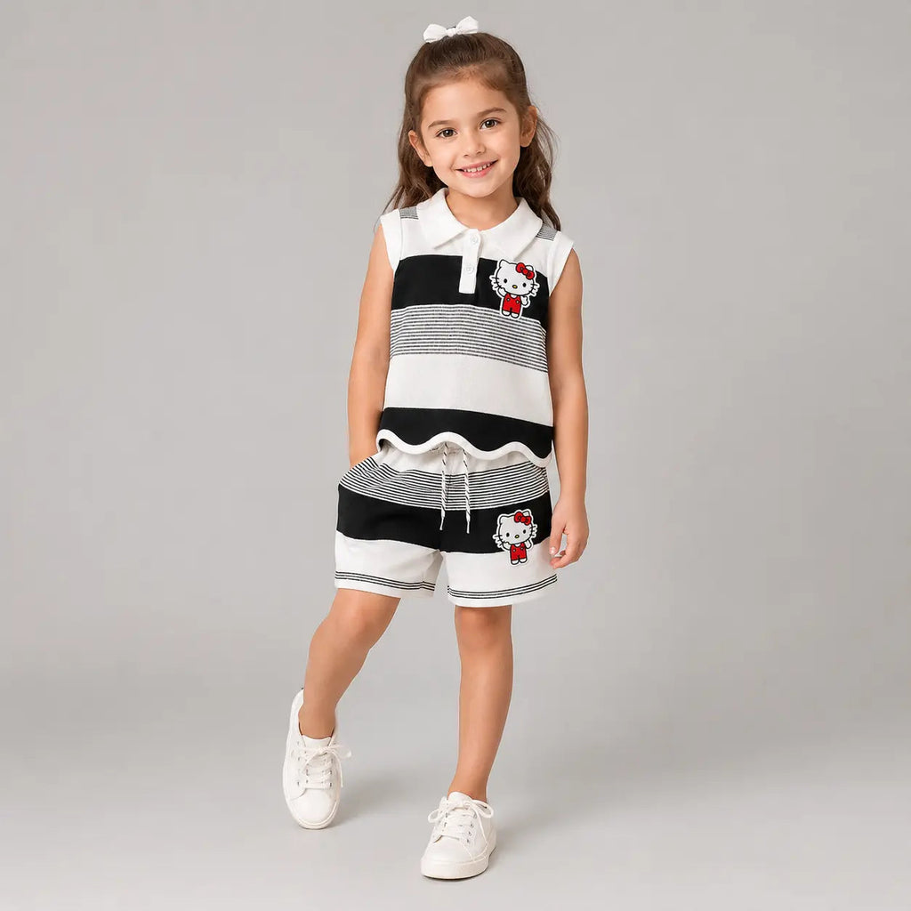 Girls Paris Stripe Bow Co-ord Set