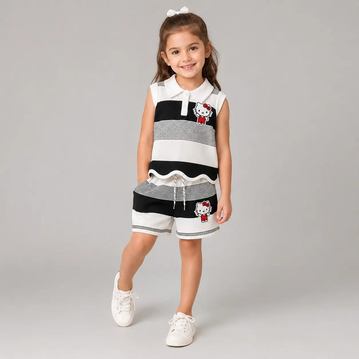 Girls Paris Stripe Bow Co-ord Set