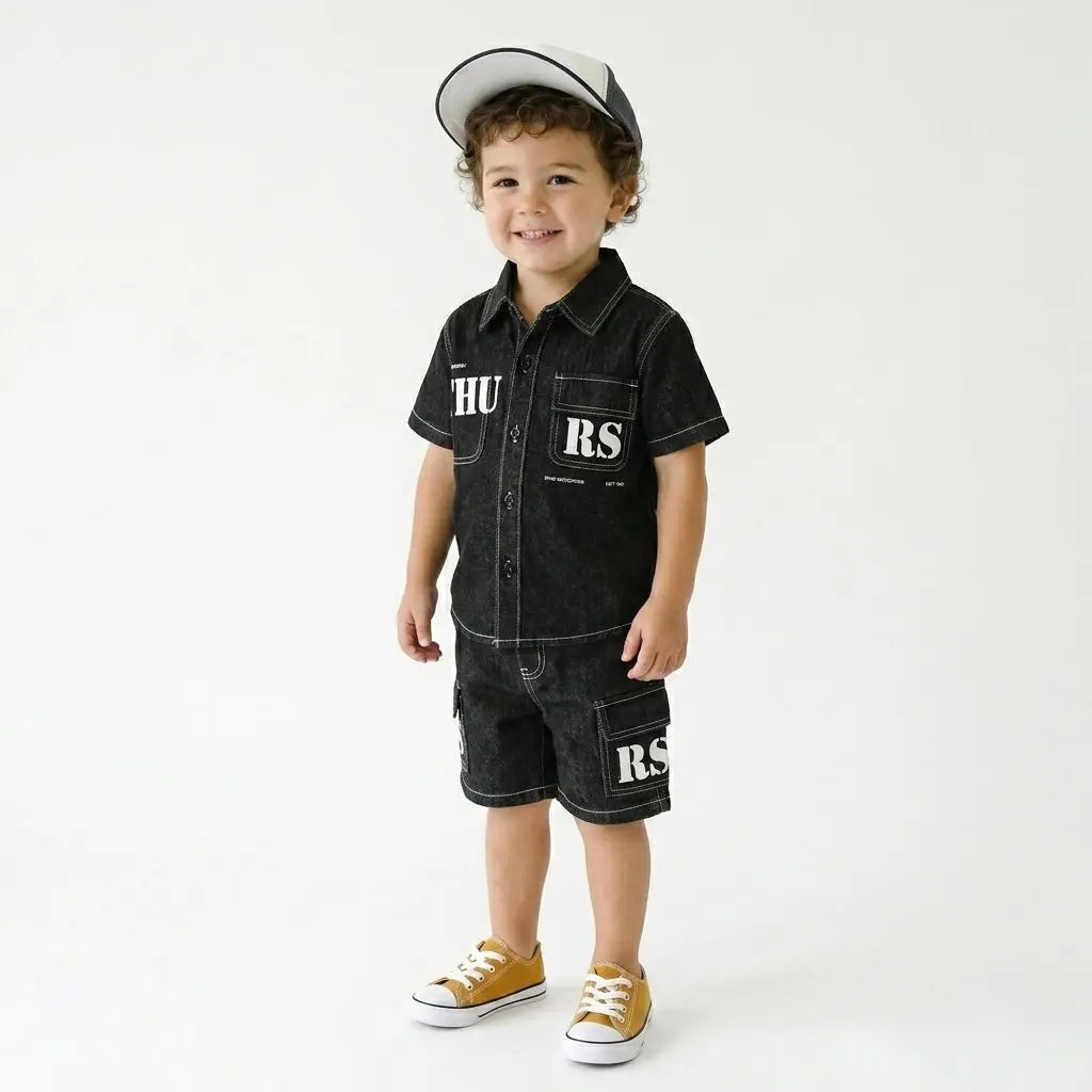 Boys Black Denim Co-ord Set