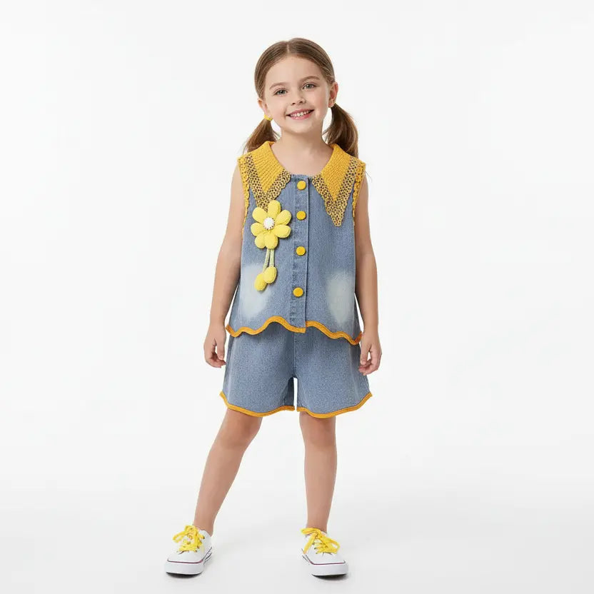 Girls Summer Denim Outfit Set