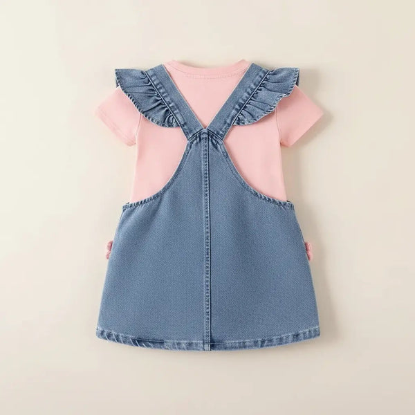 Girls Denim Dungaree 2 Pcs Set