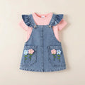 Girls Denim Dungaree 2 Pcs Set
