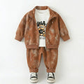 Boys Brown Joggers Set With T-shirt