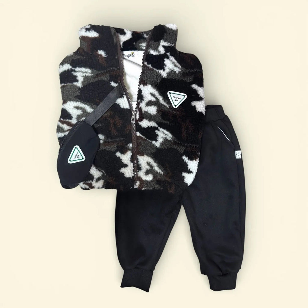 Boys Camouflage Vest And Joggers