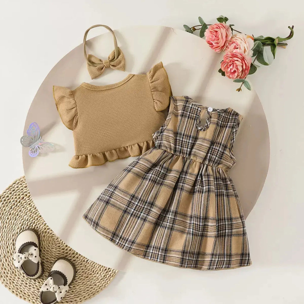 Baby Girl Coat & Plaid Dress Set