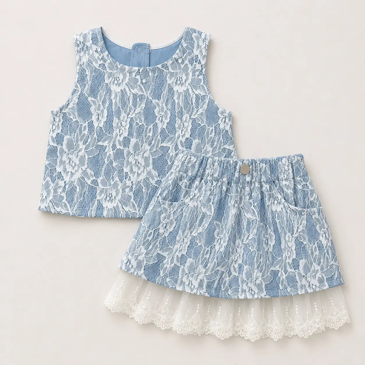 Girls Blue Lace Designer 2 Pcs Set